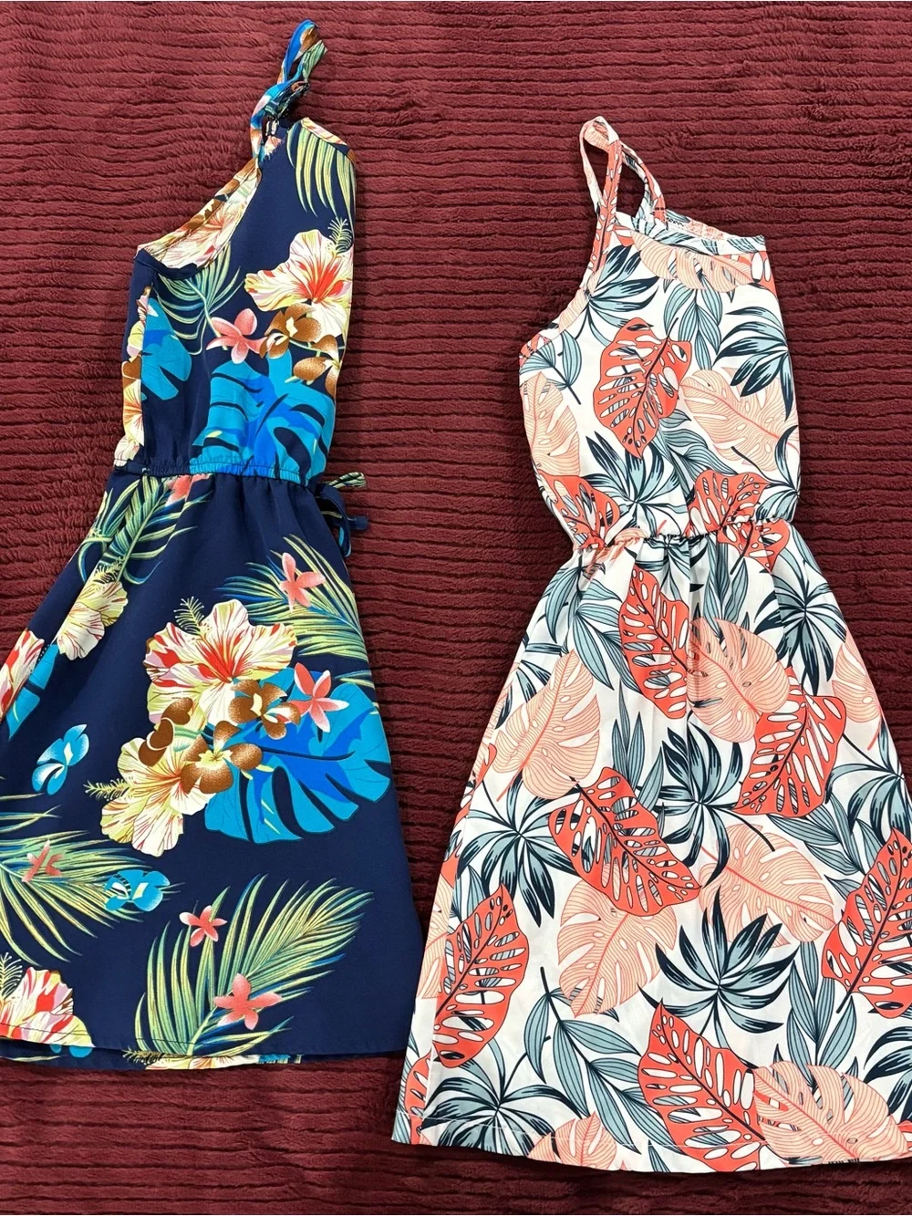 Girls' Tropical Floral Sundress - Navy and Coral Colorways